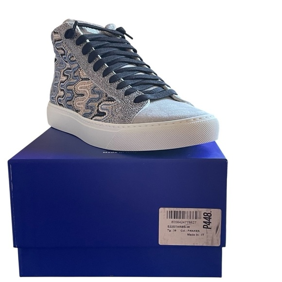 P448 High-Top Panama Sneaker Italian Made by Hand High Quality Sophisticated NWT - Picture 13 of 14